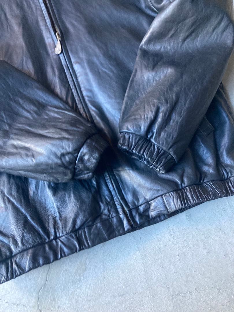 90s レザースウィングトップ ジップレザー L vintage