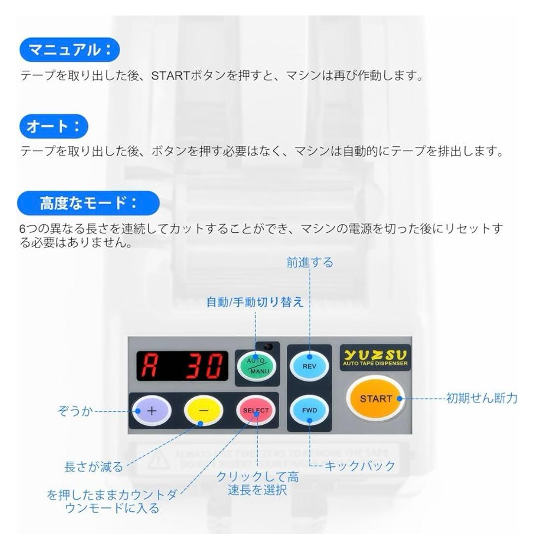 電動テープカッター 自動カルーセル、テープ幅6-60mm、長さ5-999mm