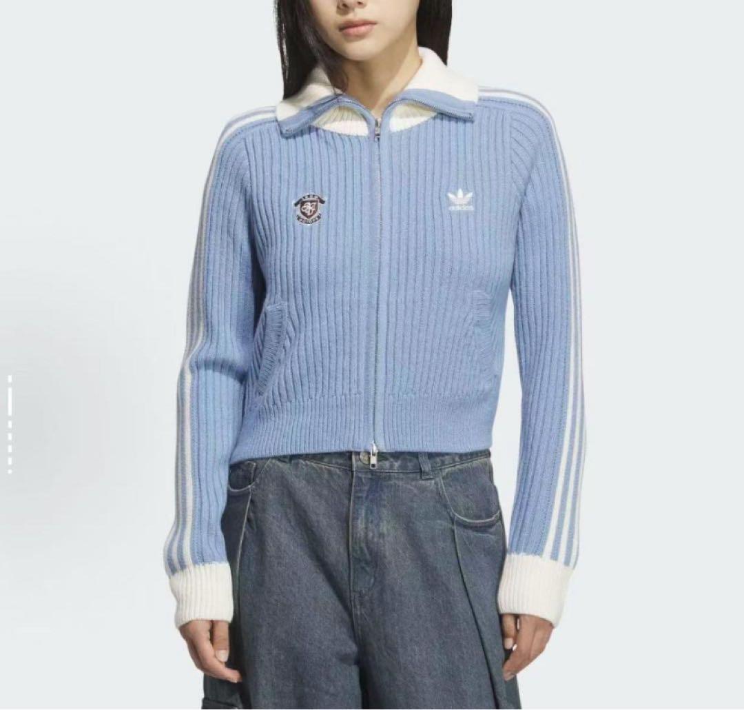 【新品】Adidas中国限定 カジュアル ニットセーター M ライトブルー