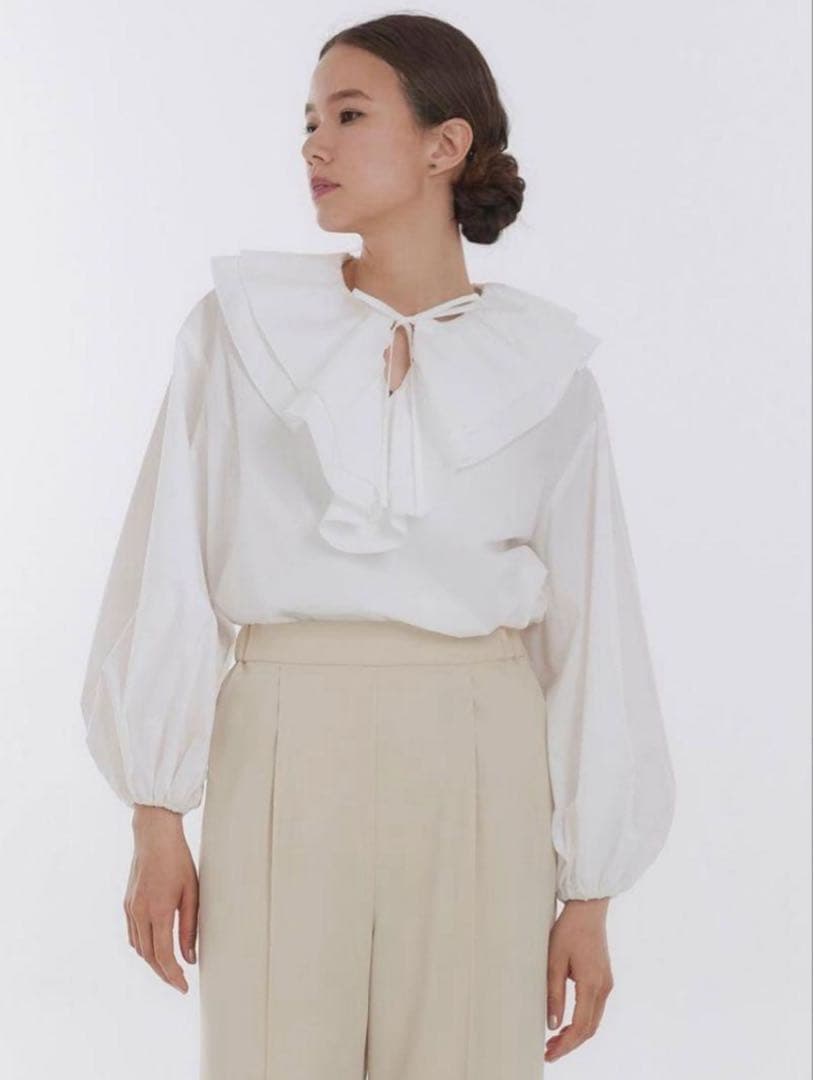 ayay@在庫処分中　yori ヨリ　ダブルフリルカラーブラウス38