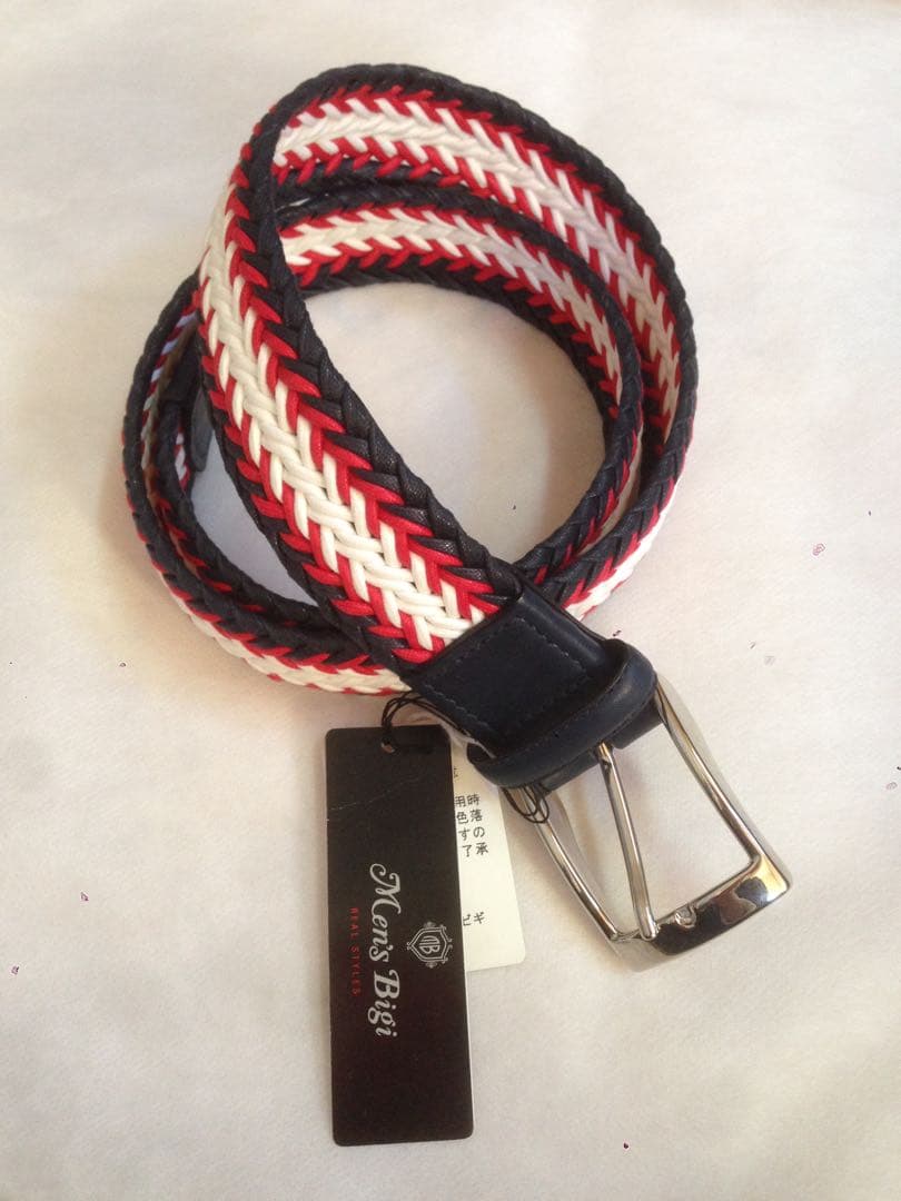 新品未使用！　メンズビギ　トリコロールメッシュベルト