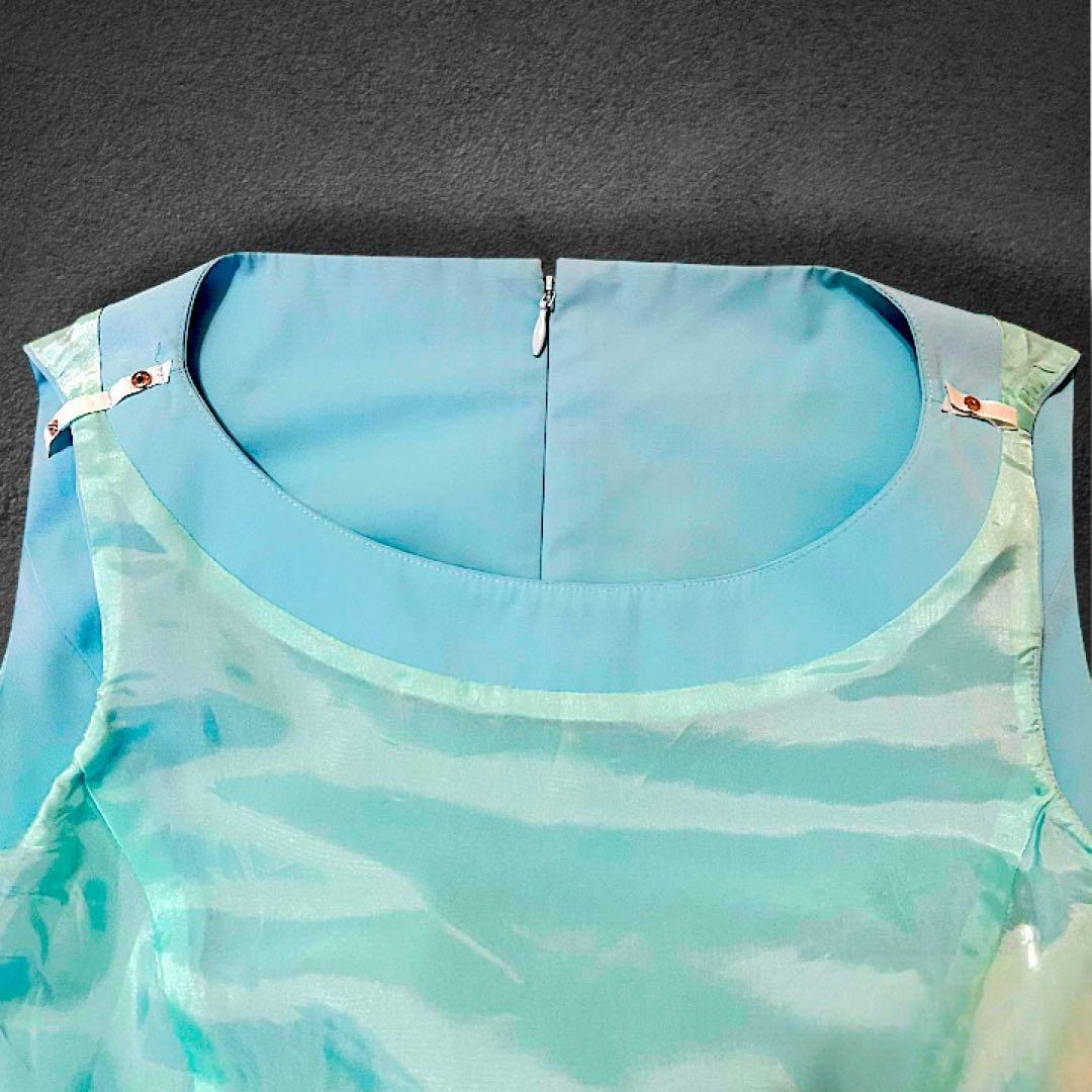 M'S GRACY 水色 バルーンワンピース　エムズグレーシー　ブルー　ドレス