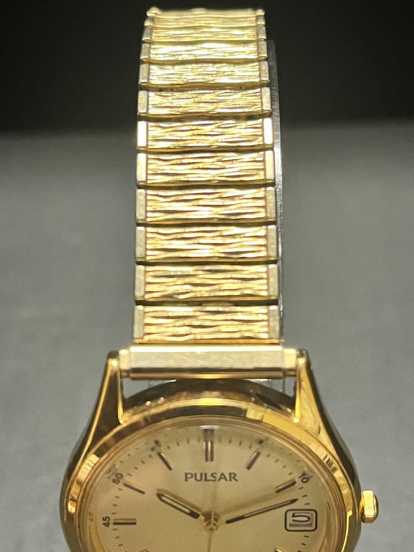 ★奇跡的レア美品！SEIKO PULSAR逆輸入ゴールドメンズ腕時計　動作良好