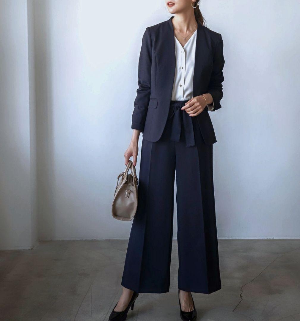 【着回し４点セット】ジャケット+ブラウス+ワンピース+パンツ スーツセット