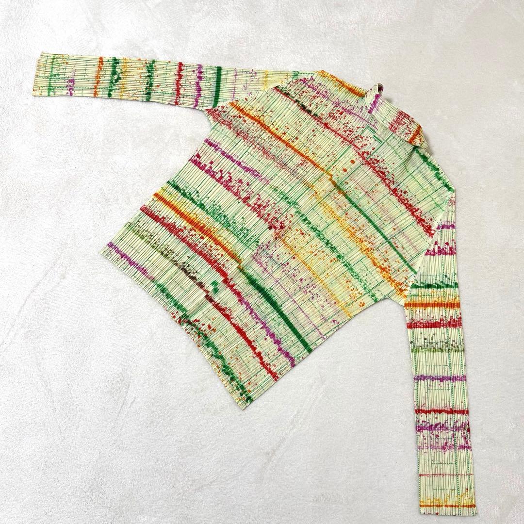 極美品✨PLEATS PLEASE プリーツ　シャツ　マルチカラー　長袖