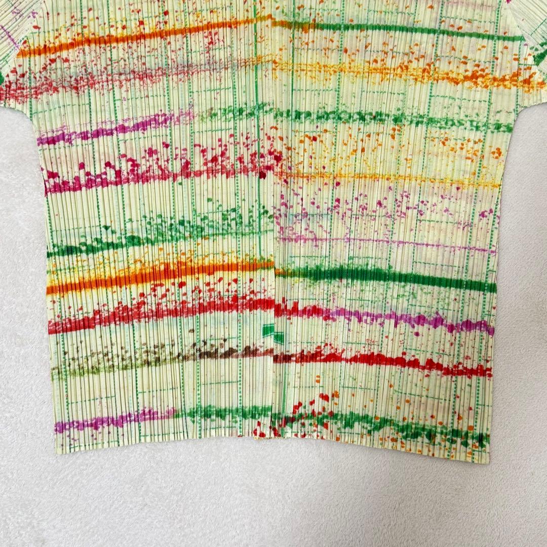 極美品✨PLEATS PLEASE プリーツ　シャツ　マルチカラー　長袖