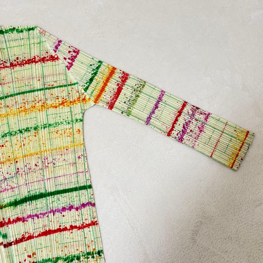 極美品✨PLEATS PLEASE プリーツ　シャツ　マルチカラー　長袖