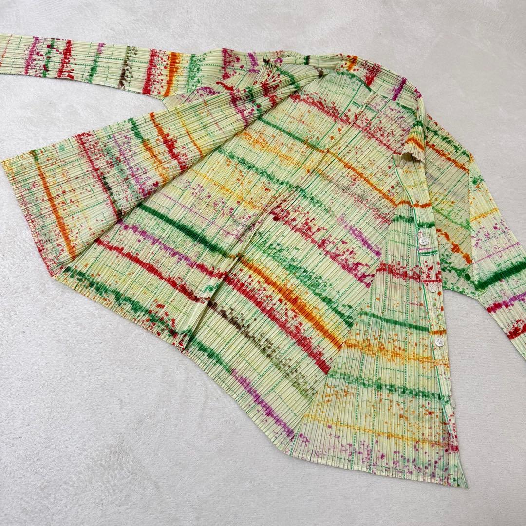 極美品✨PLEATS PLEASE プリーツ　シャツ　マルチカラー　長袖