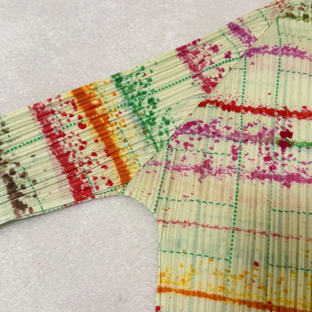 極美品✨PLEATS PLEASE プリーツ　シャツ　マルチカラー　長袖