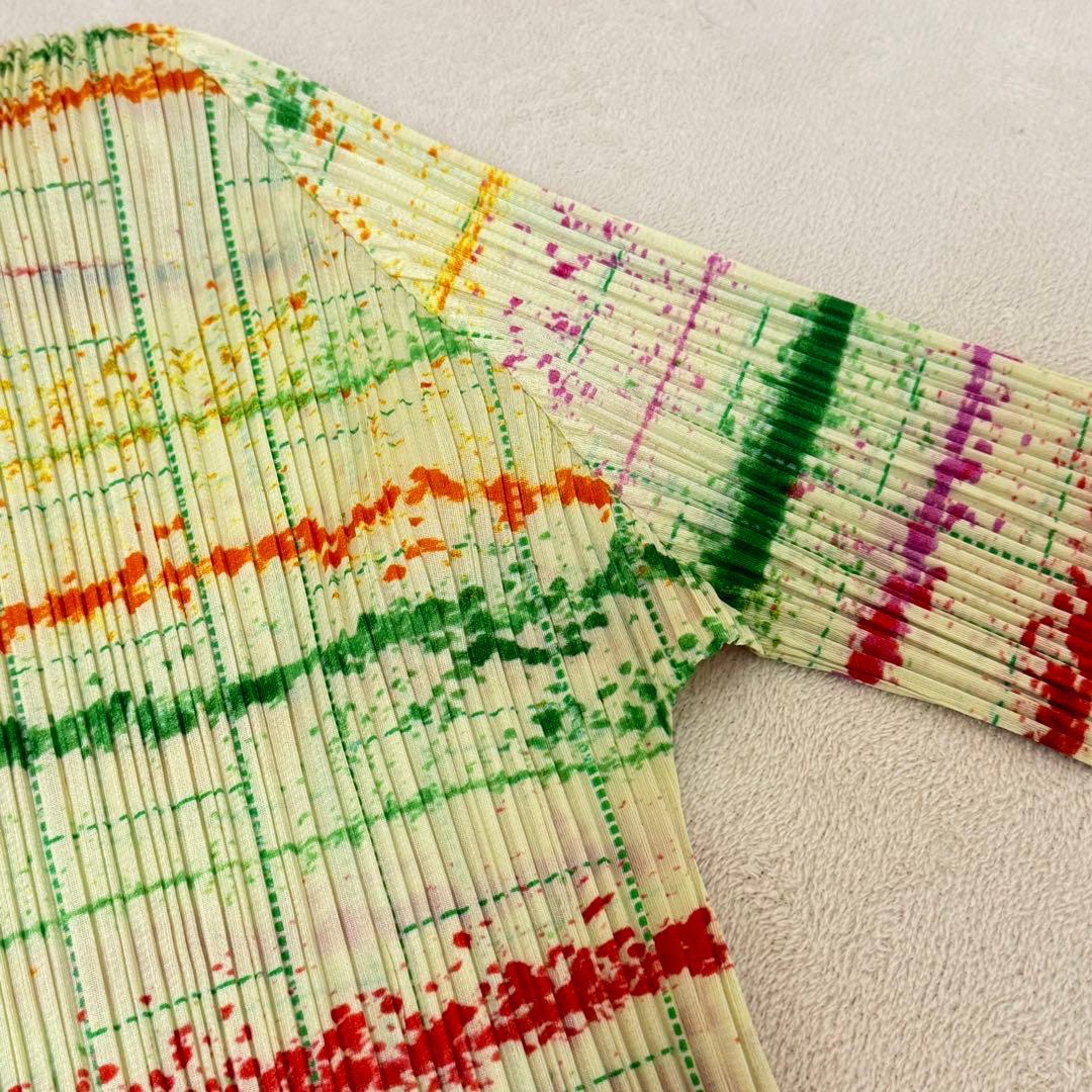 極美品✨PLEATS PLEASE プリーツ　シャツ　マルチカラー　長袖