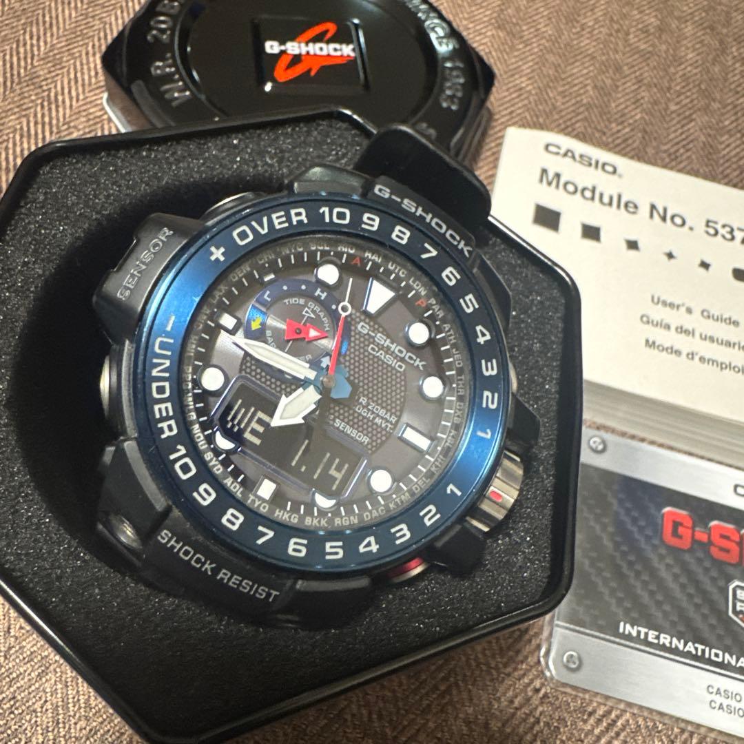 【中古品】G-SHOCK デジタル腕時計 ブラック/ブルー　GWN-1000B
