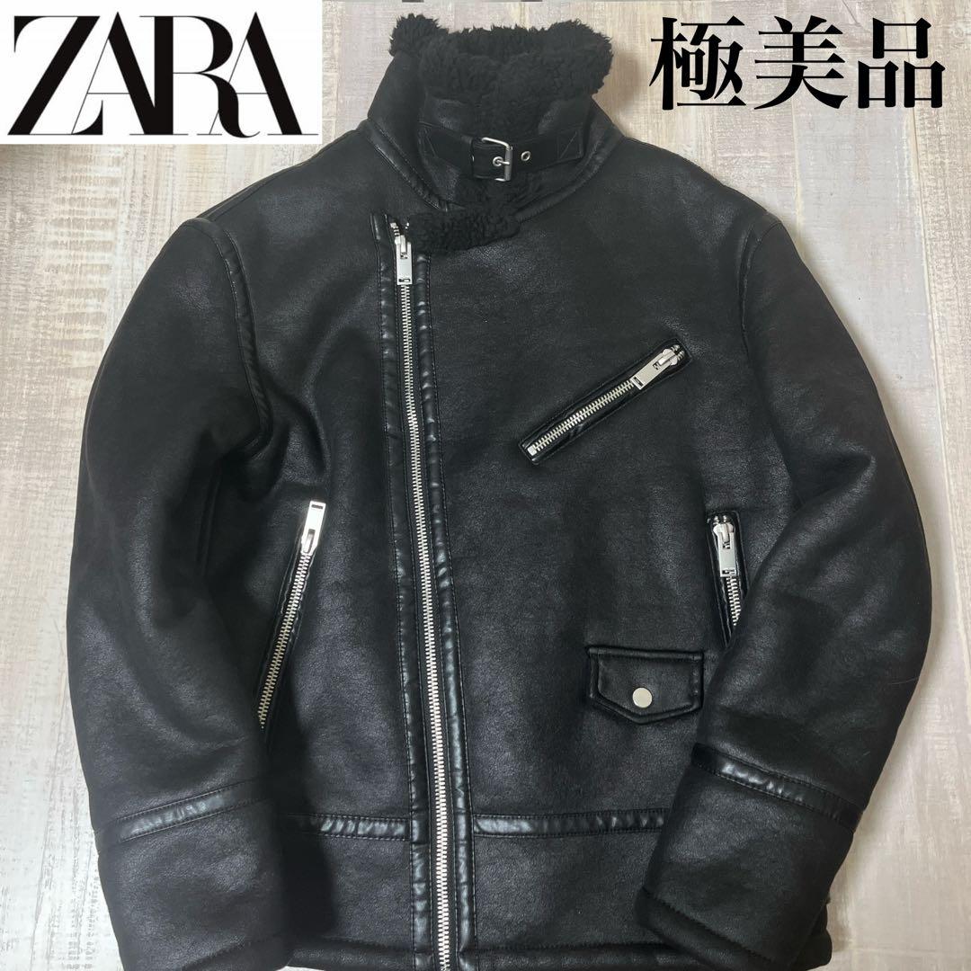 【極美品】ZARA B-3 フェイクレザー ムートン ダブルライダースジャケット