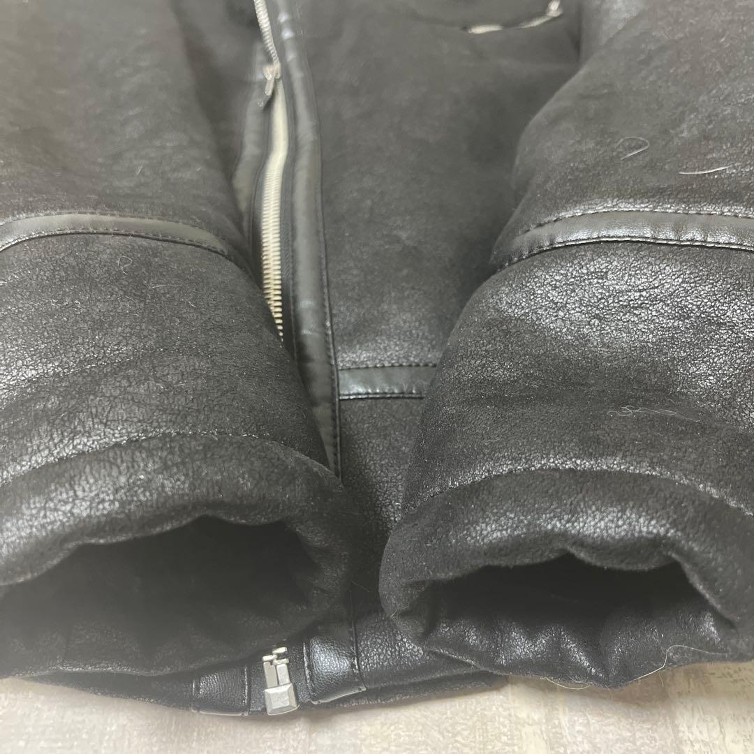 【極美品】ZARA B-3 フェイクレザー ムートン ダブルライダースジャケット