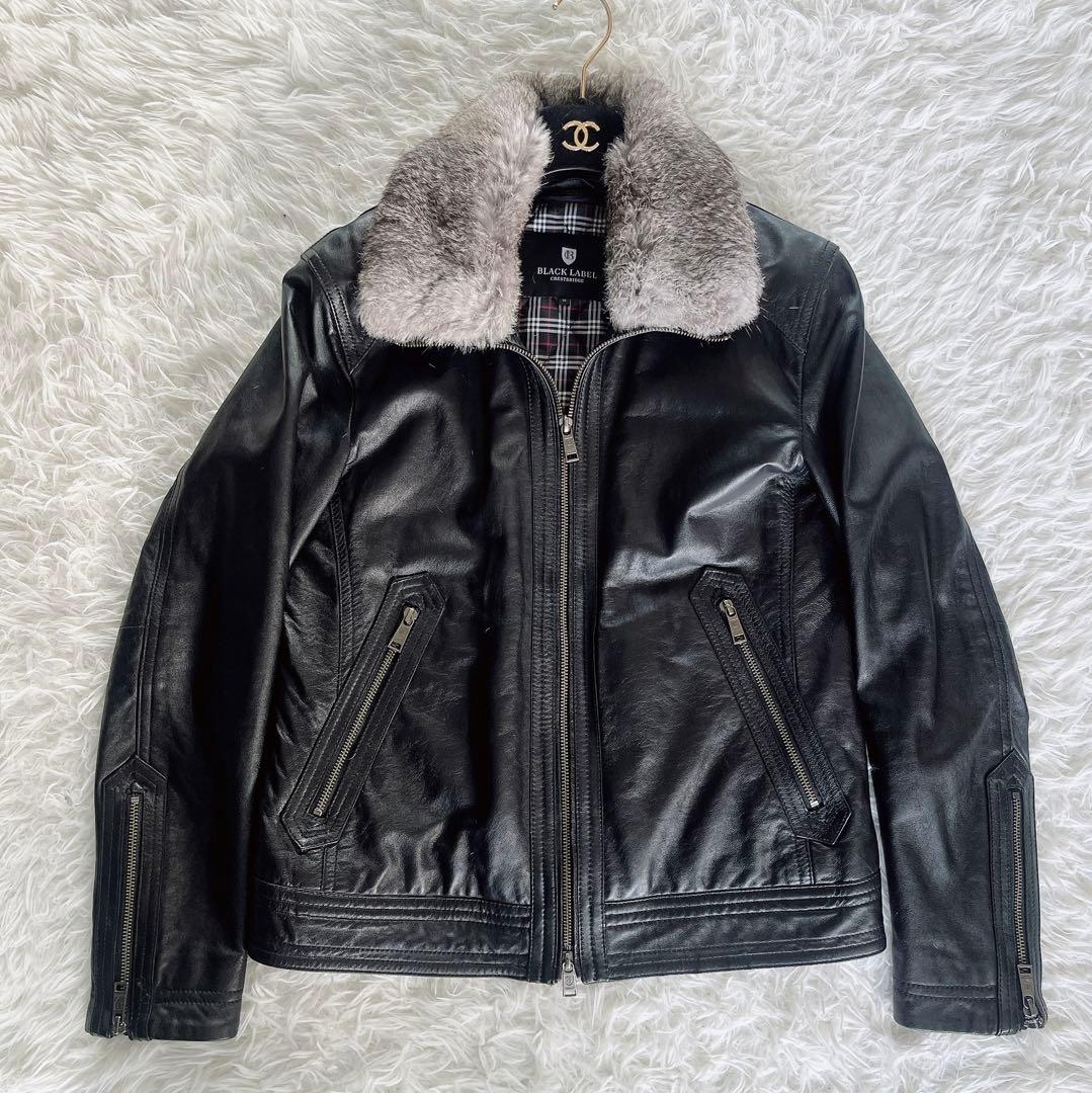 【BLACKLABEL CRESTBRIDGE】ライダースジャケット 羊革 黒M