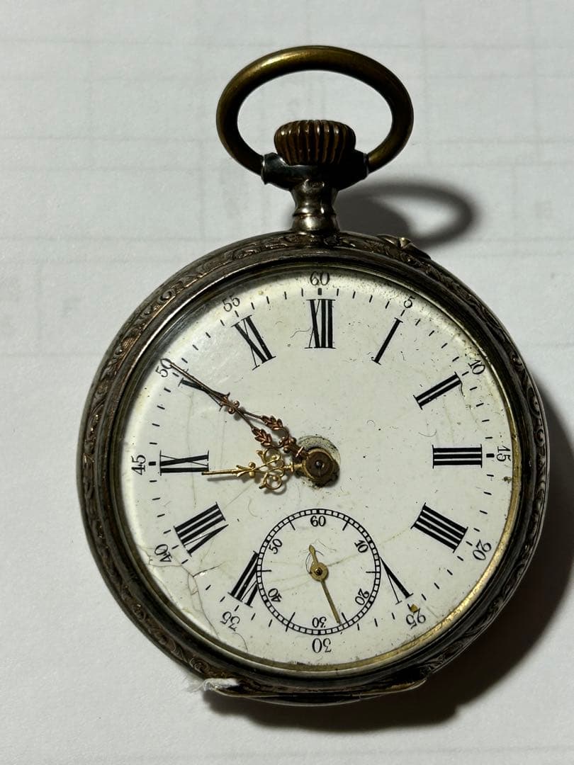 100年前銀製スイスCylindre懐中時計