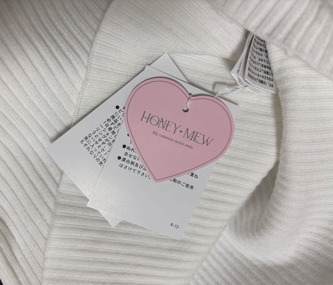 HONEYMEW ハニーミュウ ビッグリボンオフショルニットトップス Fサイズ