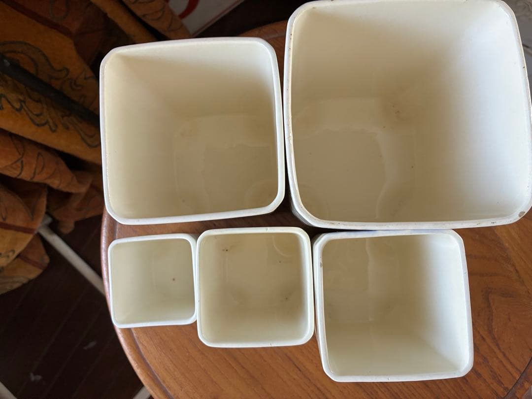 FJアンティーク 陶器　キャニスター　ブルー　市松　バドンヴィレー　レア