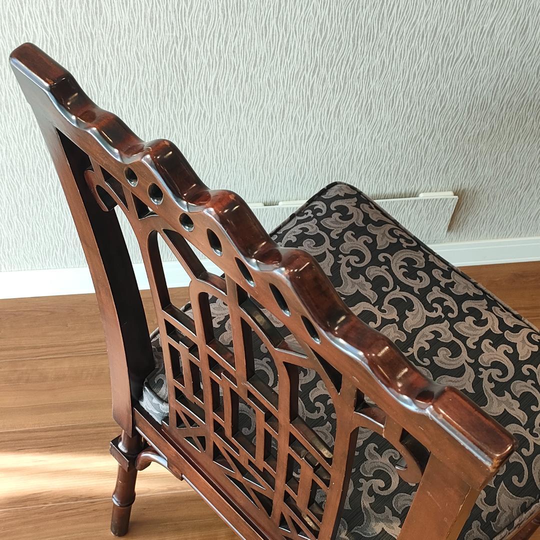 シノワズリ　ヴィンテージチェア　透かし彫り　リビングチェア②