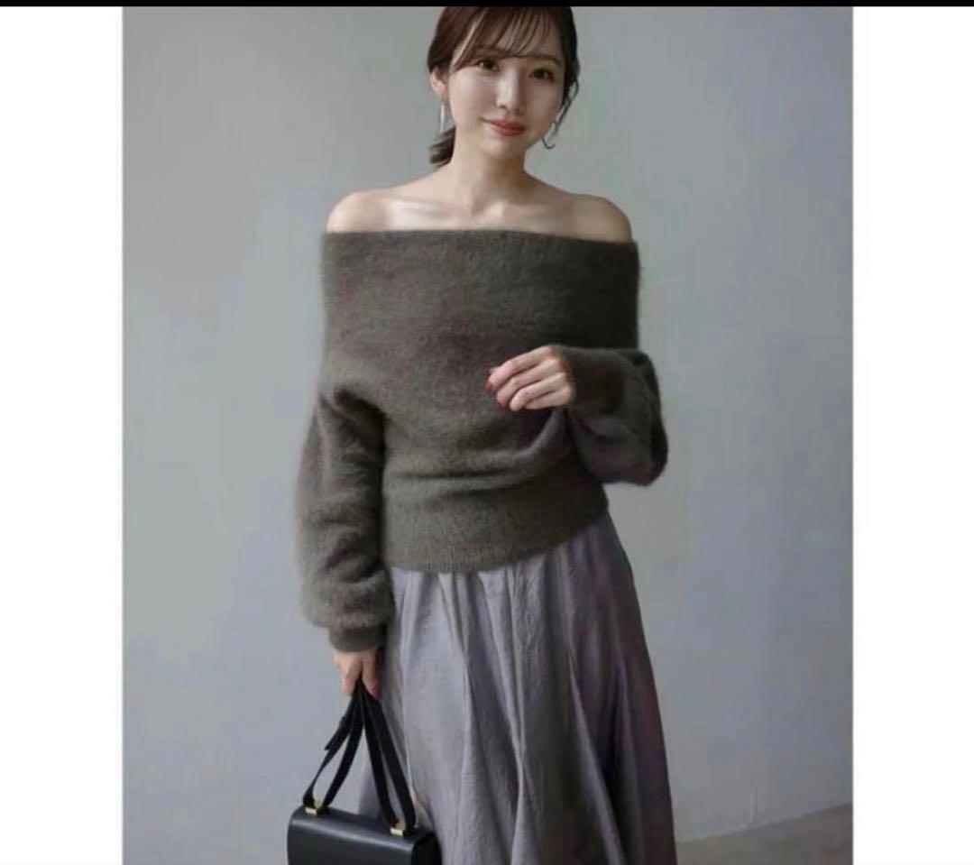 anuans ラクーンフォックスオフショルニットプルオーバー