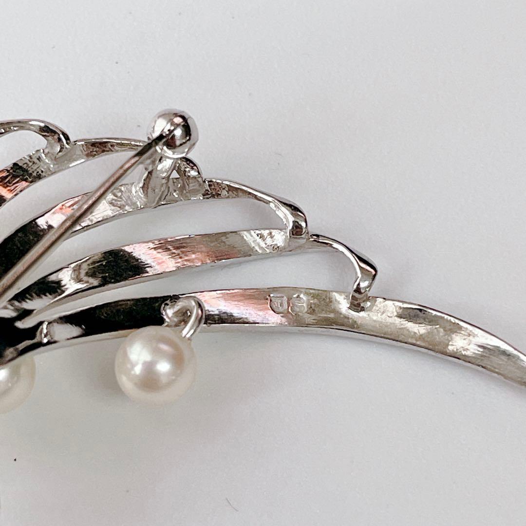 高級✨タサキ あこや真珠 ブローチ パール10粒 シルバー ロゴ刻印 冠婚葬祭