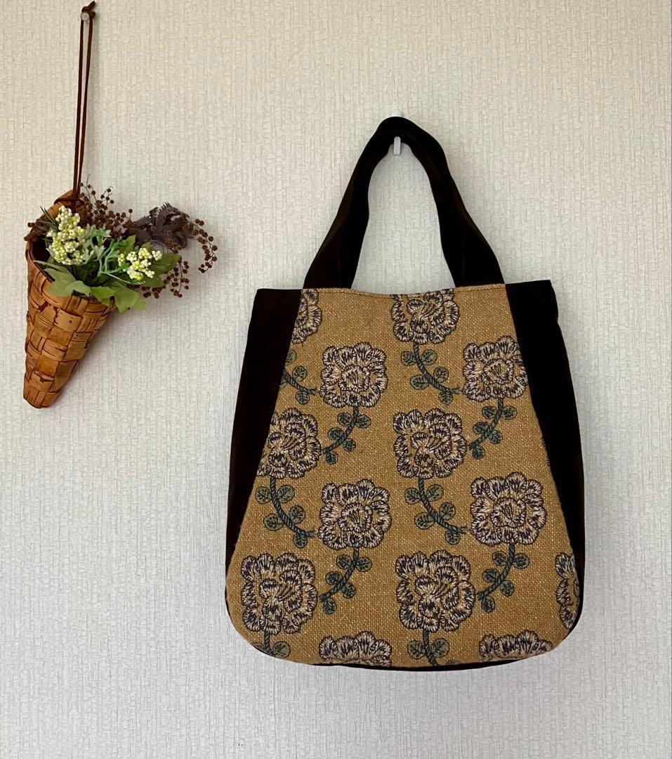 秋色yula&pallo ミナペルホネン ハンドメイド　ドロップ型トートバッグ