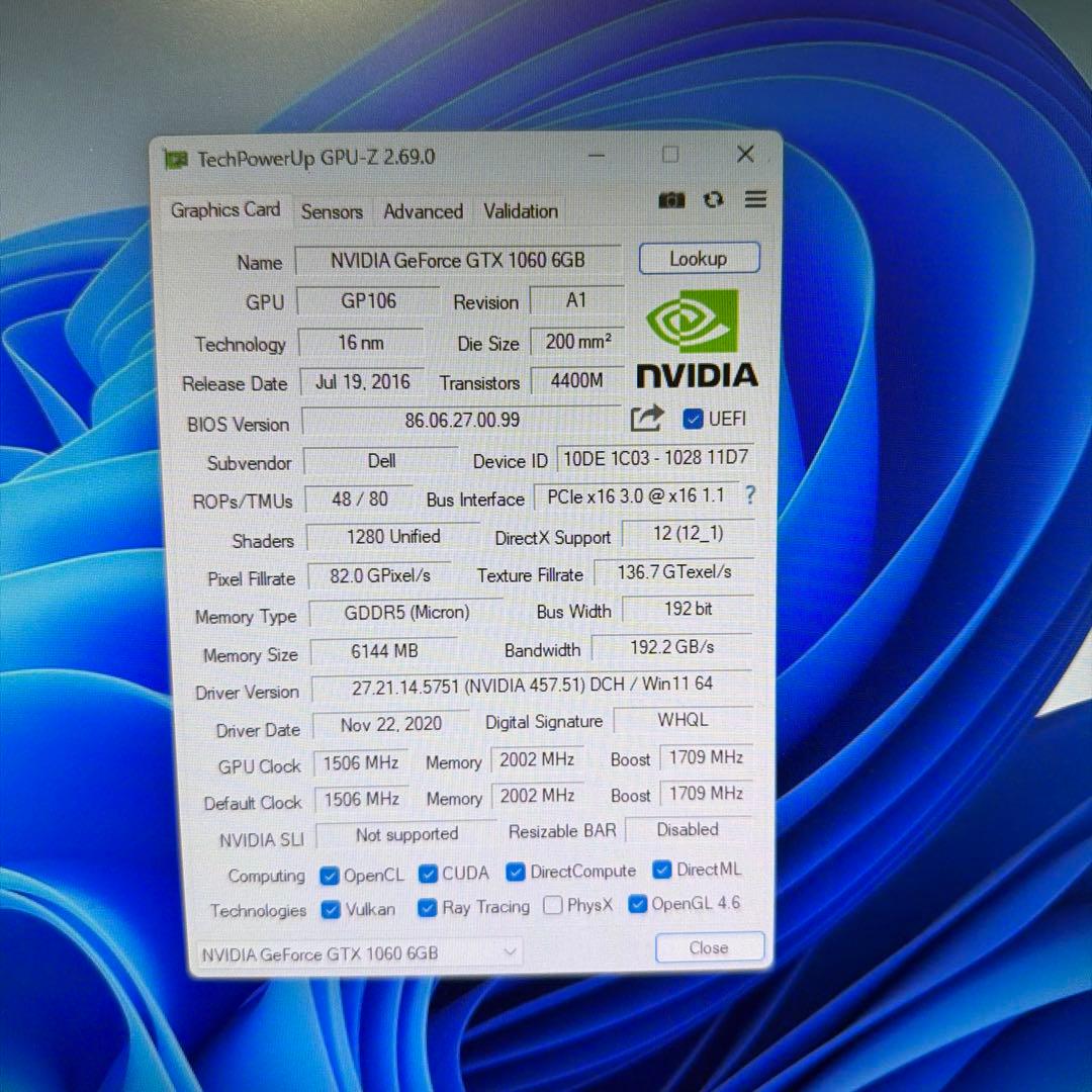 Windowsデスクトップ DELLxps8920 i7-7700 GTX1060 SUPER 6GB