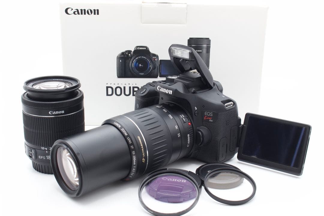 Canon EOS Kiss X8i ダブルレンズ✨箱付き✨カメラバッグ付き