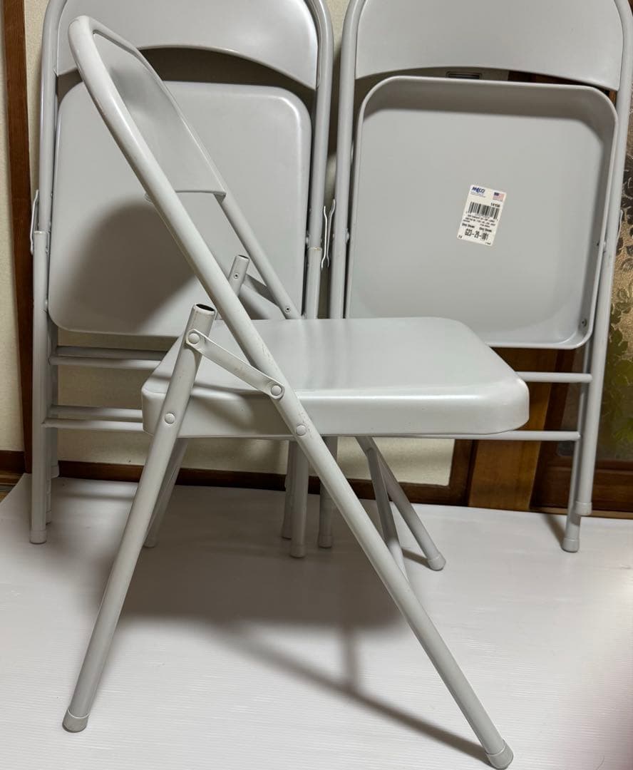 米軍放出品　MECO 折り畳みイス オフィス パイプ椅子 4脚