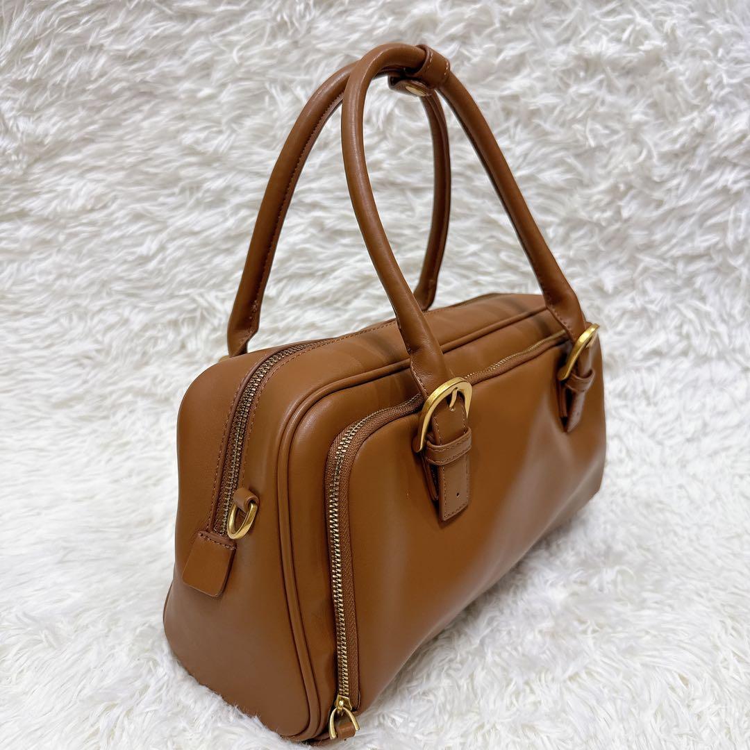 未使用級✨✨ZARA ザラ　ジッパーボストンバッグ　キャメル