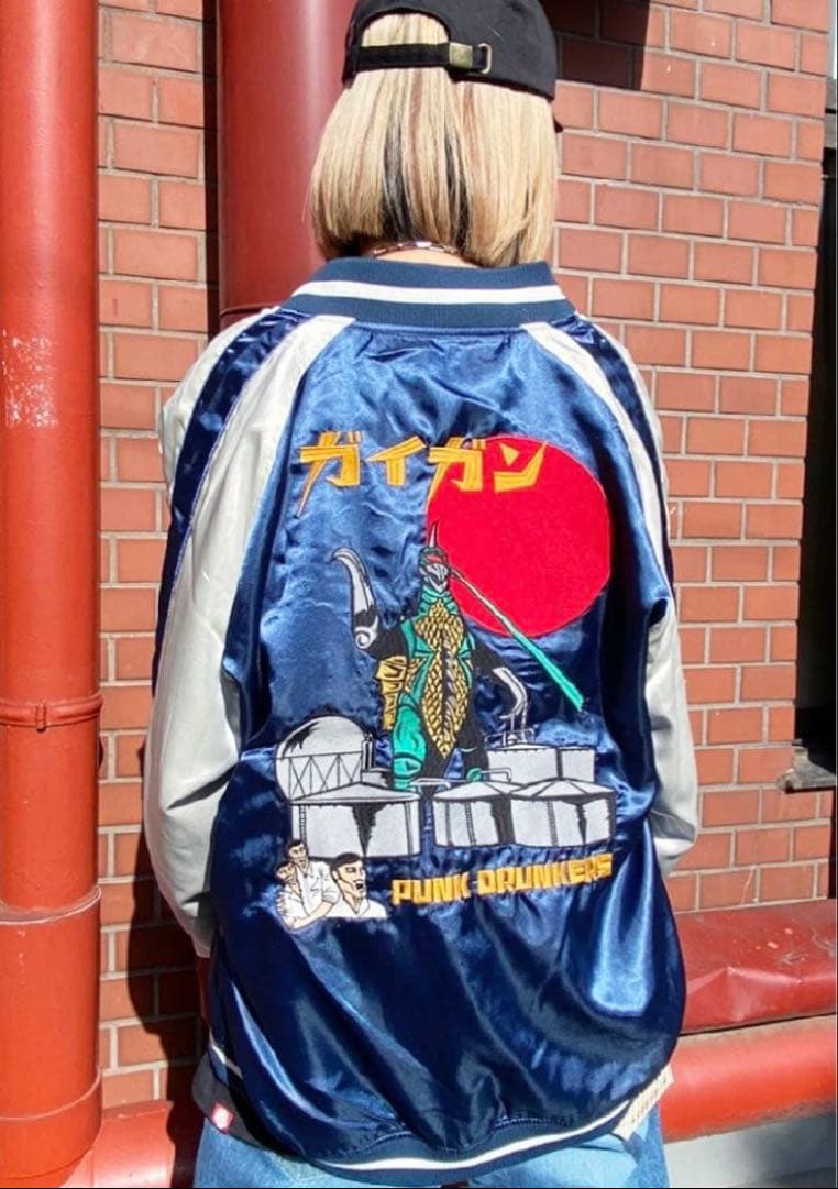 【希少】PUNK DRUNKERS×GODZILLA　コラボスカジャン　ガイガン