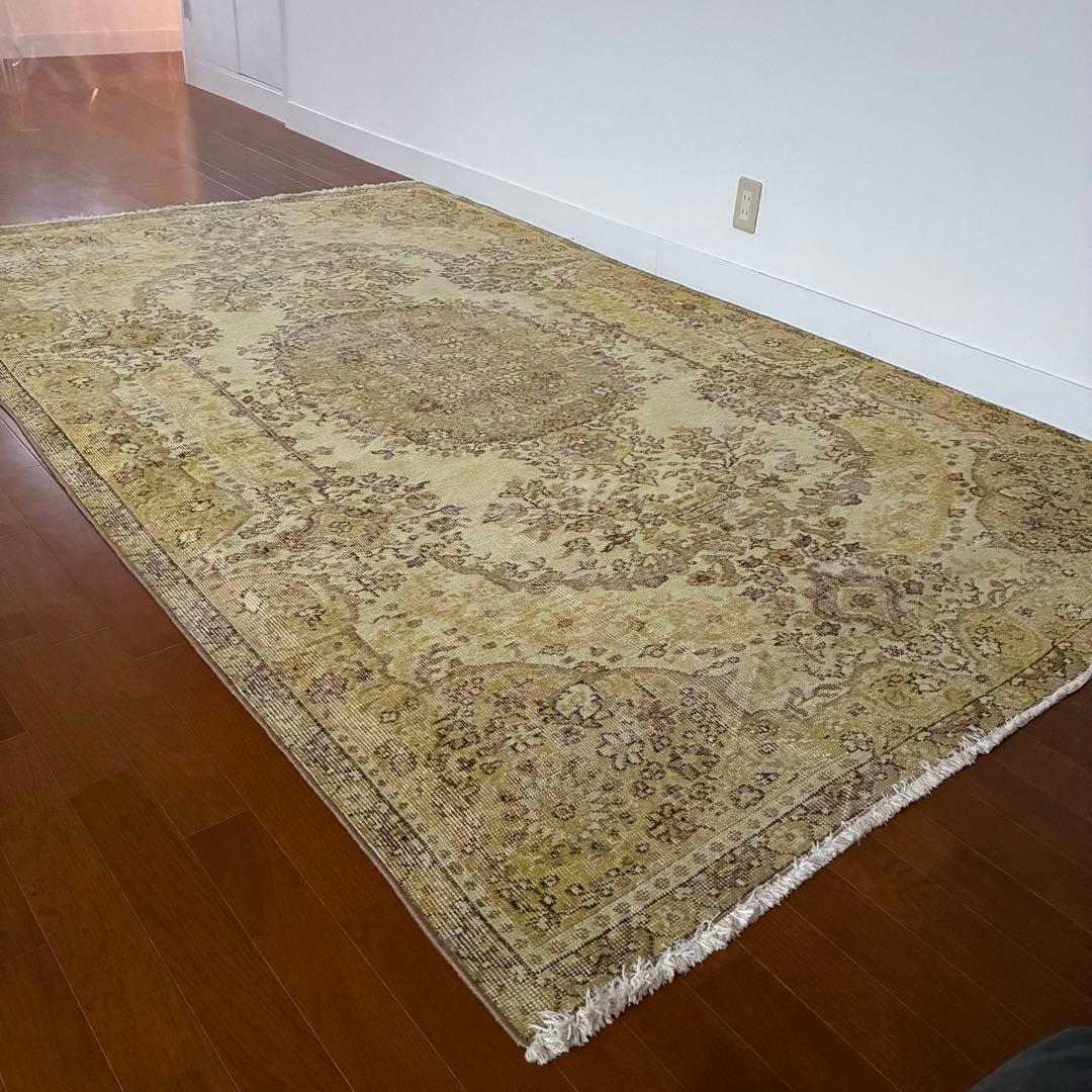 大判イエロー　ヴィンテージラグ　158×276