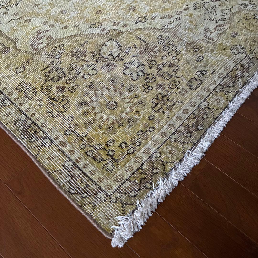 大判イエロー　ヴィンテージラグ　158×276