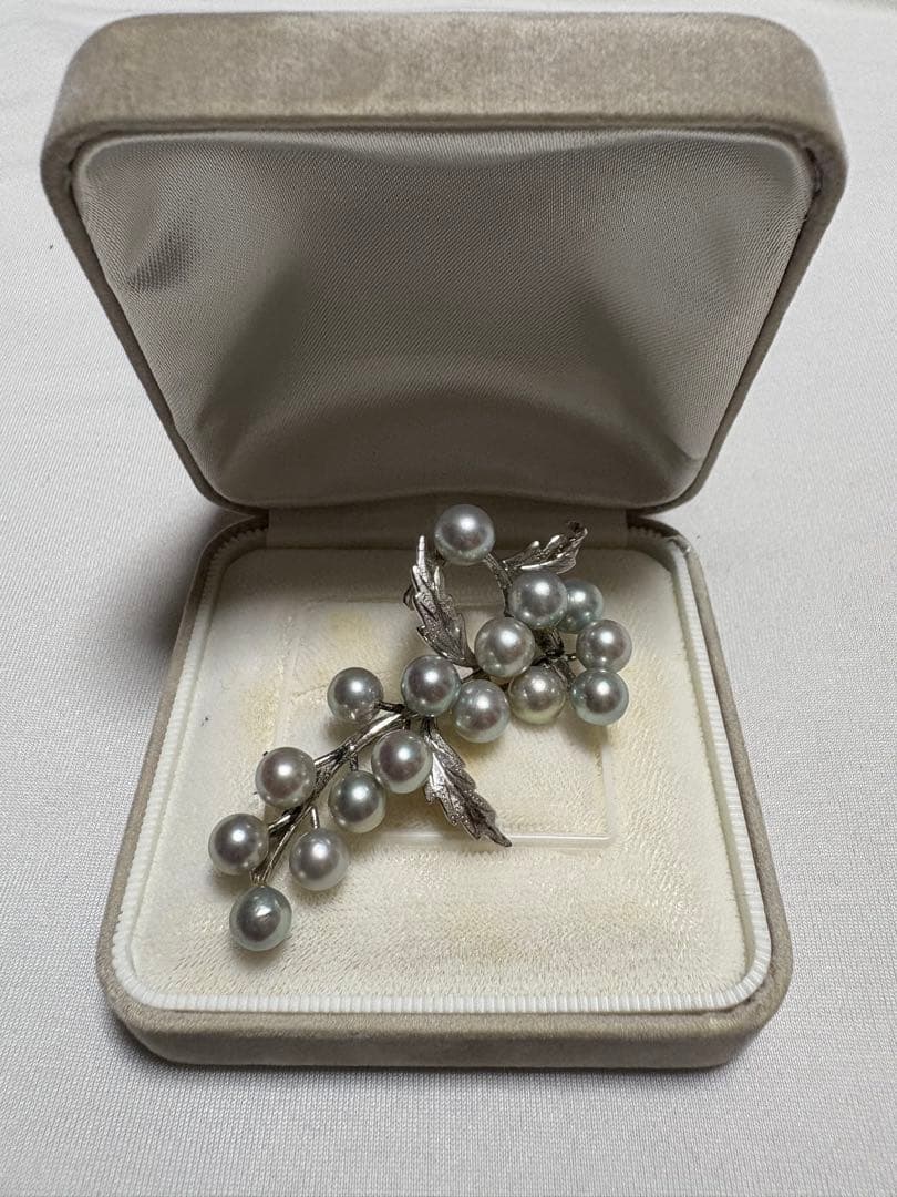 ぶどうモチーフ あこや真珠 ブローチ STERLING刻印 フォーマル