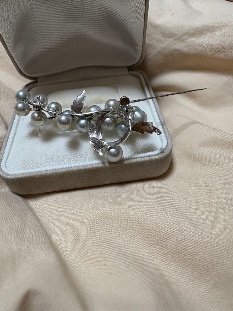 ぶどうモチーフ あこや真珠 ブローチ STERLING刻印 フォーマル