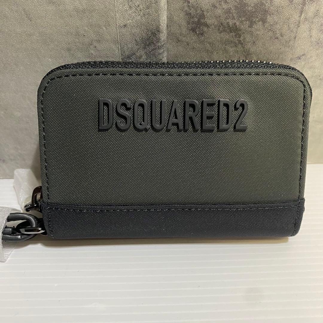 【未使用品】Dsquared2　ロゴジップミニウォレット　ブラック×カーキ
