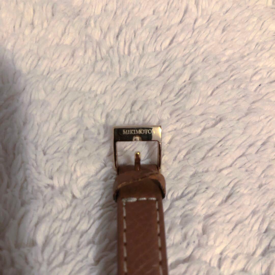 MIKIMOTO international パール装飾 レザーブレスレット時計