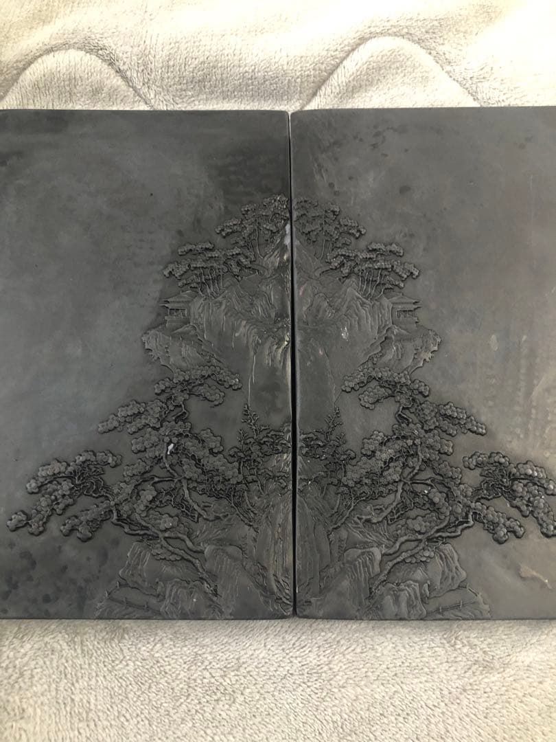 硯 对硯 山水紋 すずり 端溪硯 文房四寶 書道用品 端渓硯