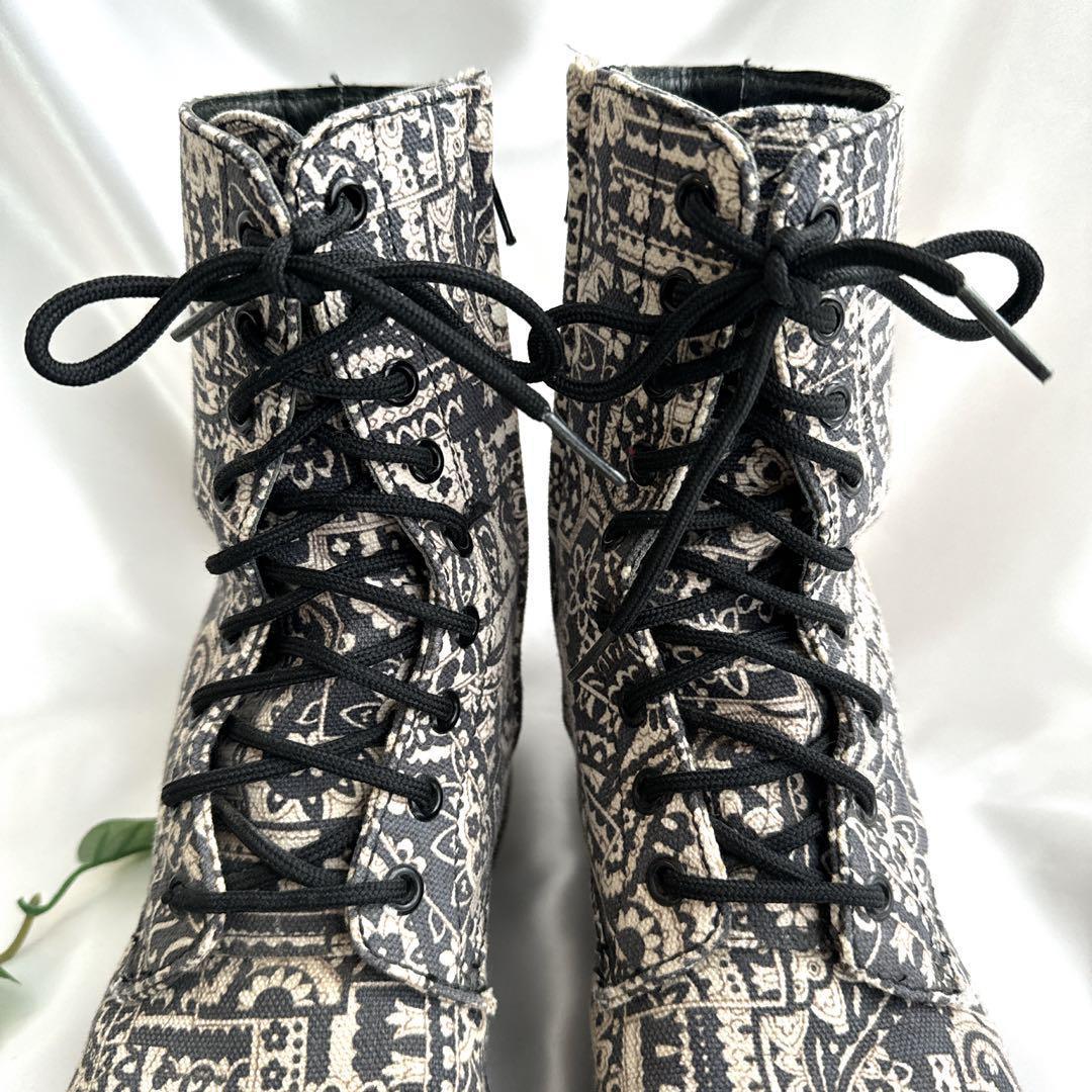 コラボ　希少　ドクターマーチン　ワイズ　総柄　9ホール　サイドジップ　ブーツ