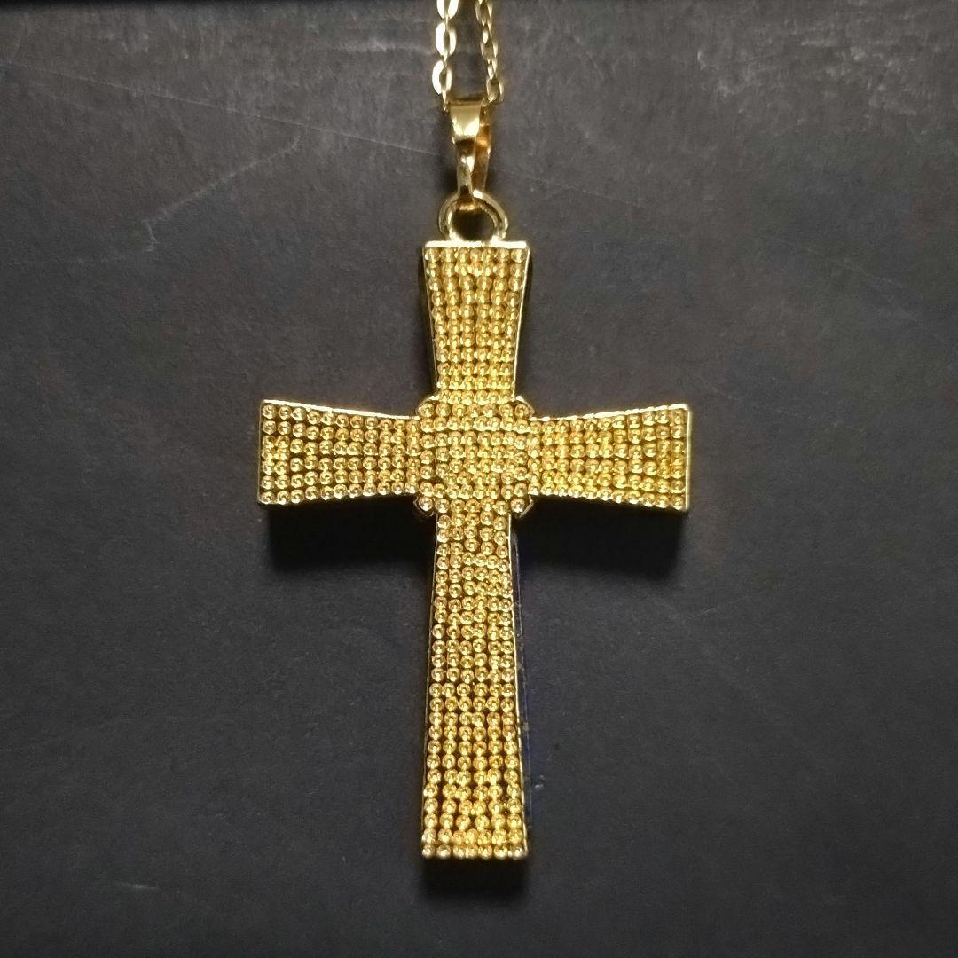 【幸運のロザリオ】深い青の美しい天然ラピスラズリ 十字架 ペンダント　ネックレス