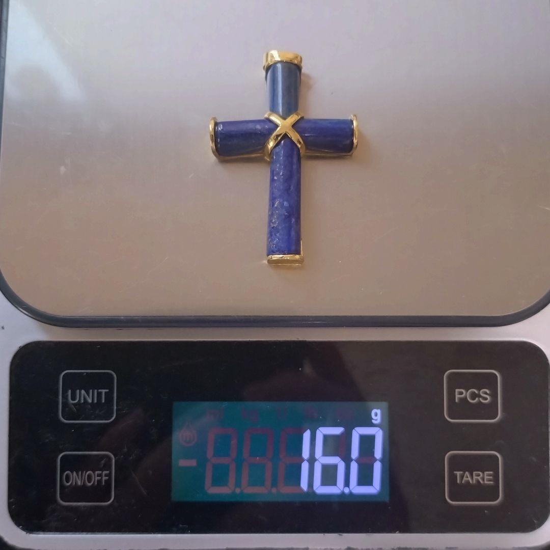 【幸運のロザリオ】深い青の美しい天然ラピスラズリ 十字架 ペンダント　ネックレス