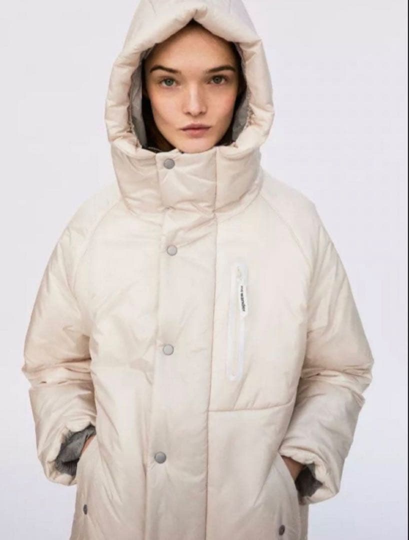 ZARA アンドワンダー　ANDWANDER ロングパファーコート L パール