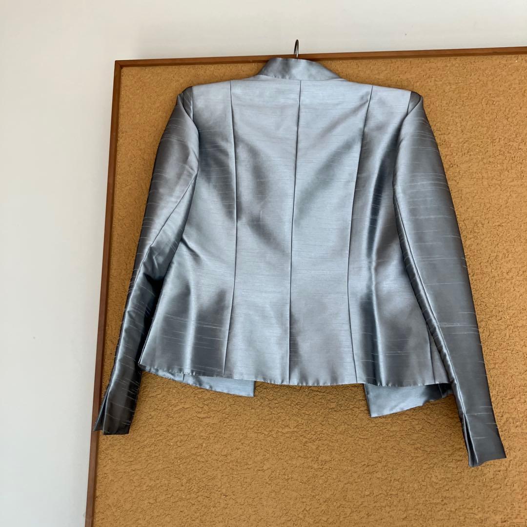 東京ソワールドルチェマザーズドレス シルバーシャンタンジャケットロングドレス