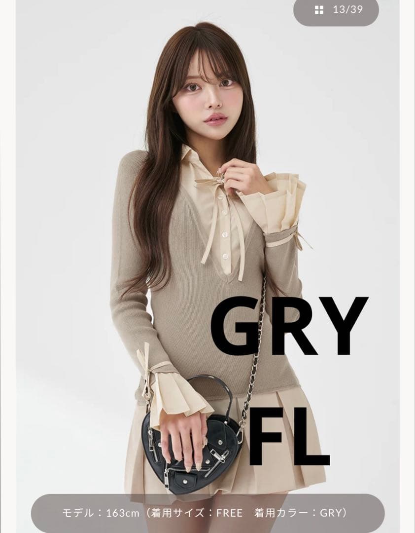 Darich シャツドッキングプリーツミニワンピース GRY FL
