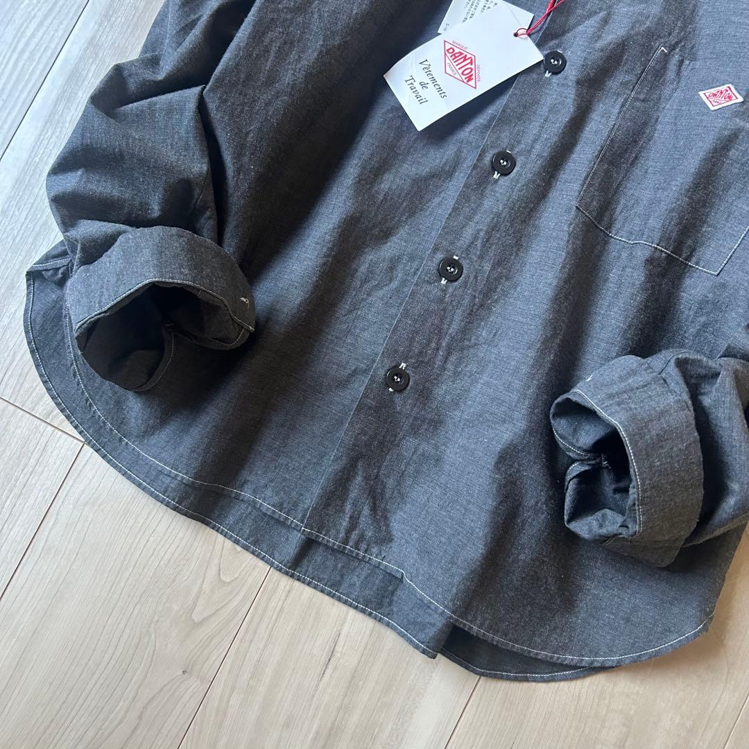 新品タグ付き＊DANTON コットンポプリンレギュラーシャツ 34 グレー