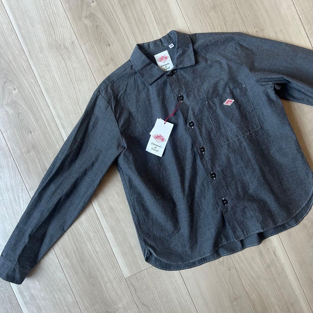 新品タグ付き＊DANTON コットンポプリンレギュラーシャツ 34 グレー