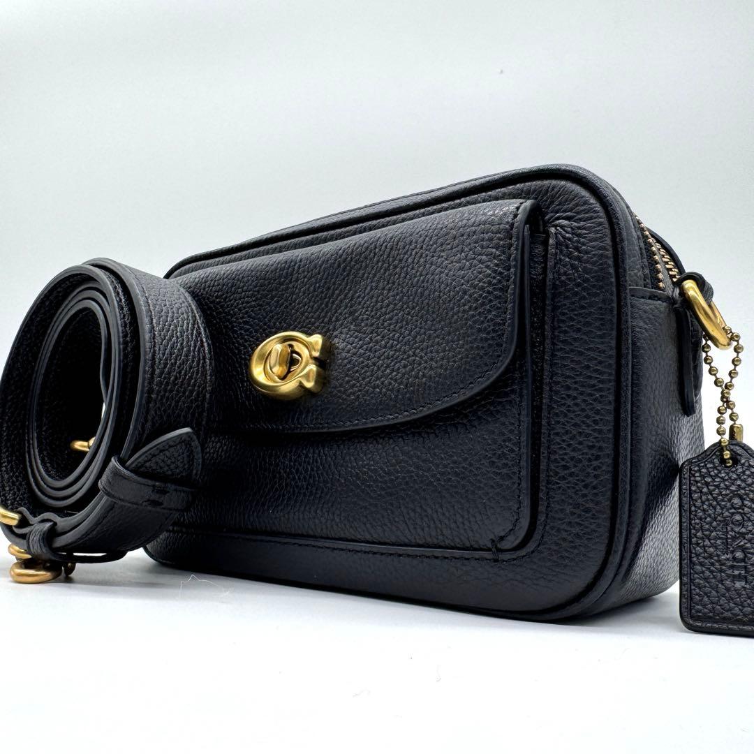 コーチ C0823 ウィロウ ショルダーバッグ カメラバッグ ブラック レザー