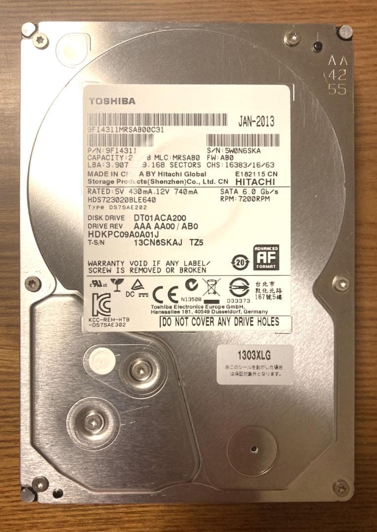 内蔵型ハードディスクドライブ Hitachi/HGST HDS723020BLE640 3.5 HDD 2TB