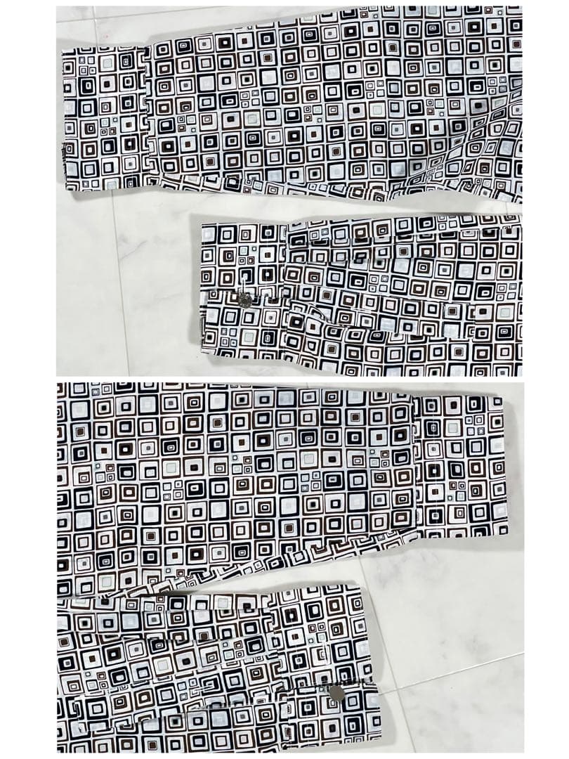 美品 メルメス HERMES 幾何学模様 長袖シャツ 銀ボタン コットン 総柄