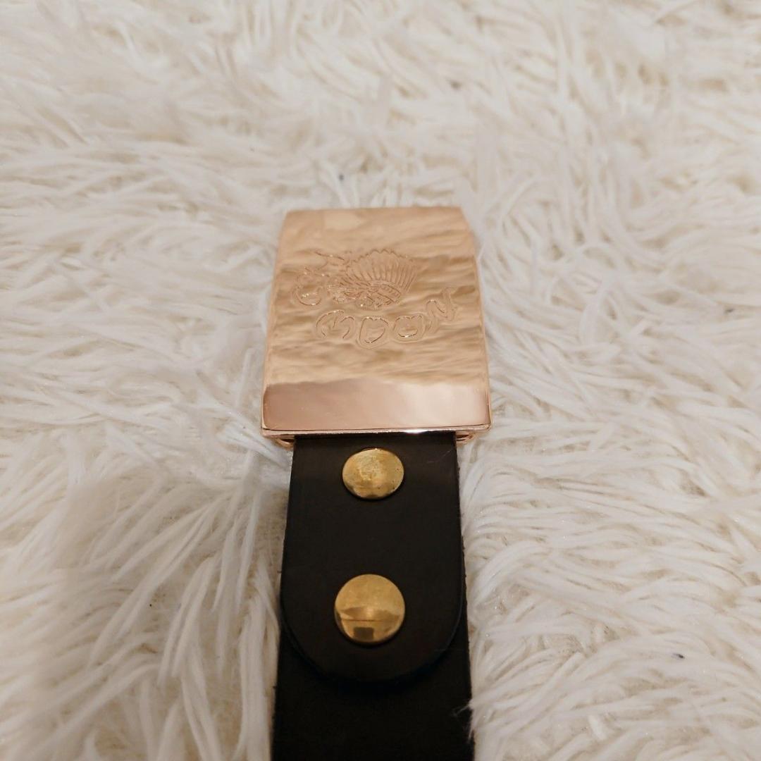 美品 RED MOON レッドムーン ベルド ロゴ刻印 ブラウン プレート 本革