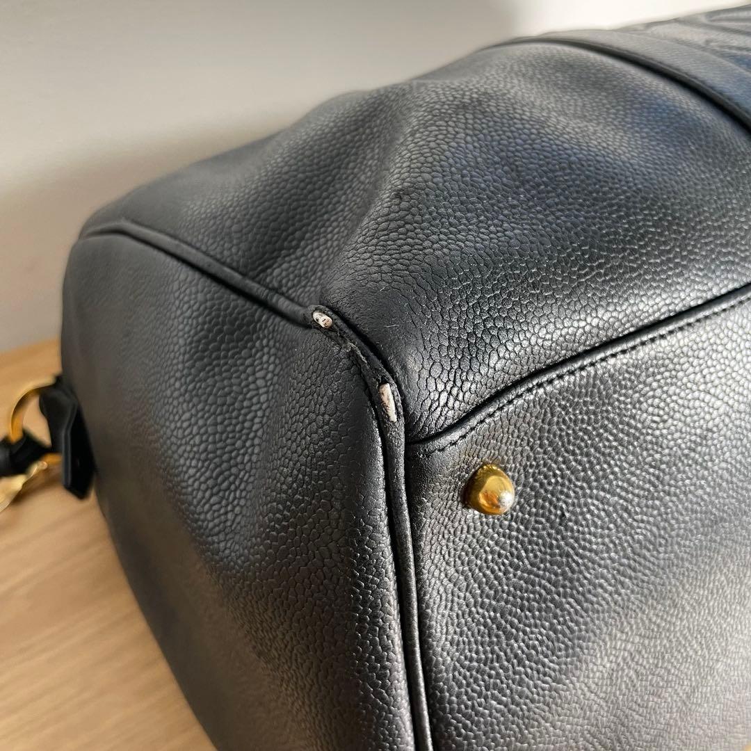 シャネル ボストンバッグ ハンドバッグ キャビアスキン　レザー ブラック